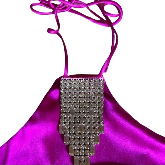 Trina Turk Silk Halter Blouse Rhinestone Embellished Size P - Picture 2 of 8
